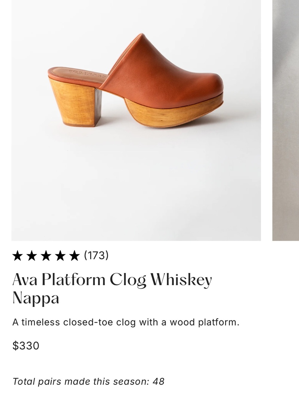 Fortress Ava Platform Clog in Whiskey - Women